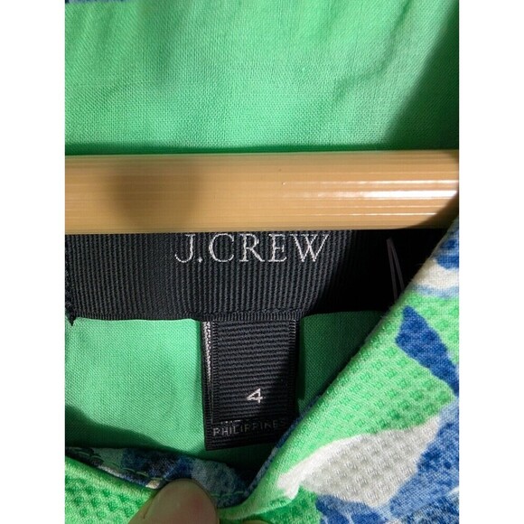 J Crew Sleeveless Fit and Flare Dress Size 4 Green Blue Floral - Picture 4 of 9